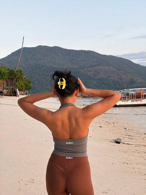 Glow Backless Halter Bra (Blue Grey)