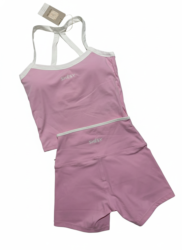 Pink Cross Back and High Waist Set