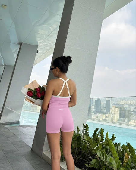 Pink Cross Back and High Waist Set