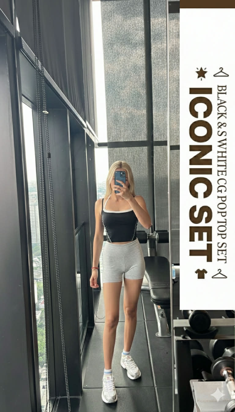 Signature Contrast Piping Halter Crop Sports Bra